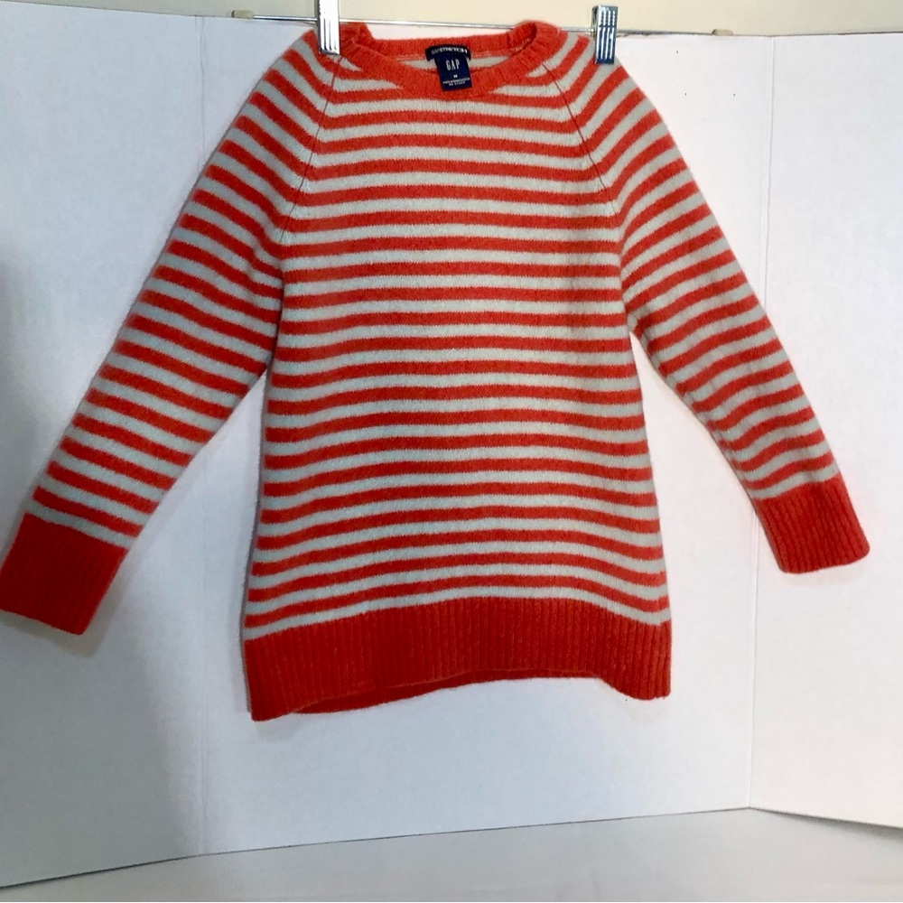Vintage GAP Lambswool Sweater Striped Crew Neck Winter Kids M Long Sleeve Warm